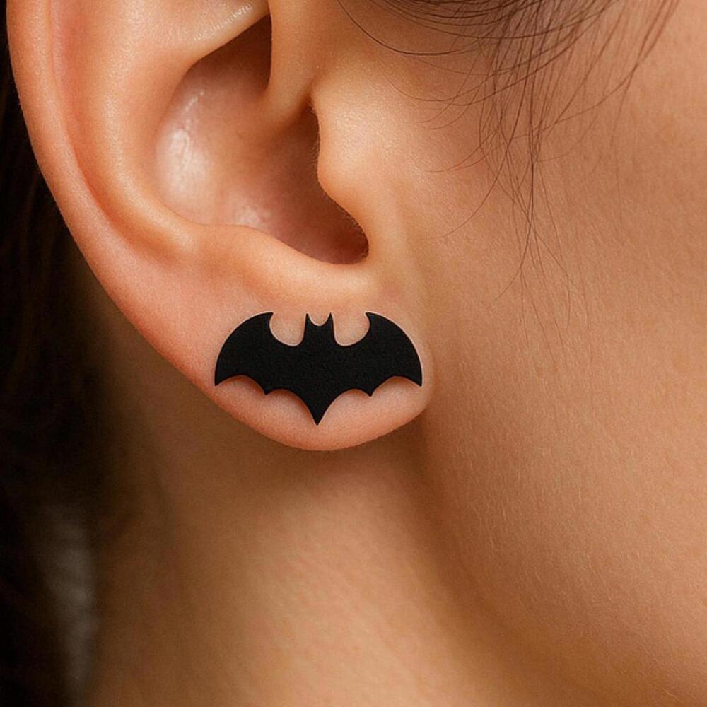 Brand New black bat colored stud earring